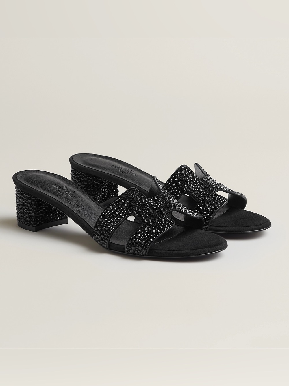 Hermes Black Oasis Rhinestones Sz 38
